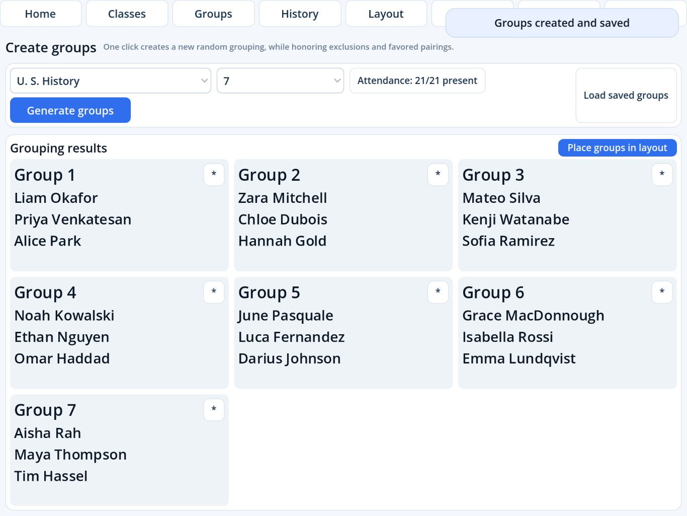 Creating random groups of students in Super Picker