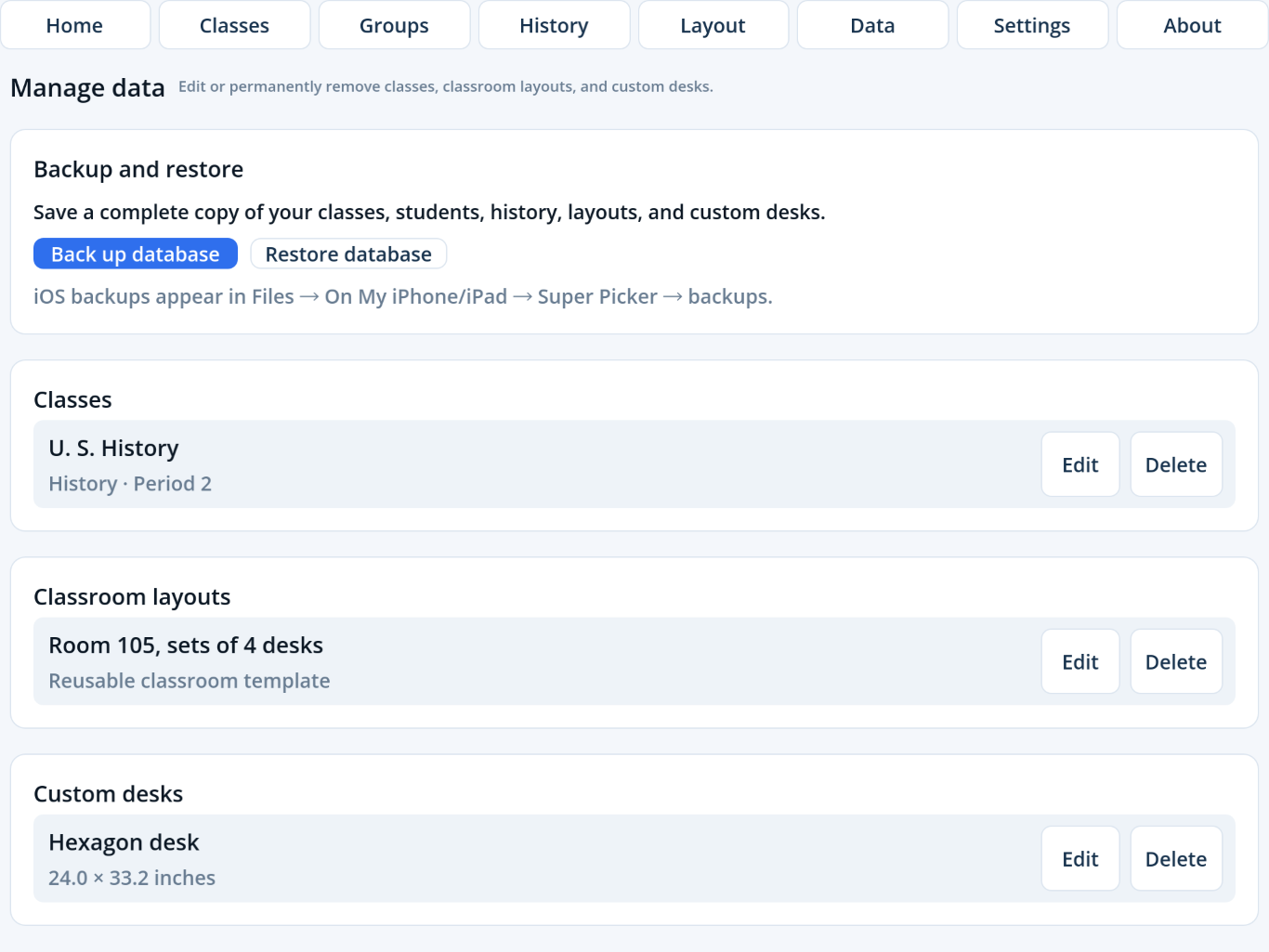 Managing Super Picker data