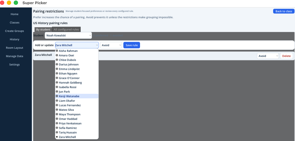 Making a specific restriction in Super Picker on macOS
